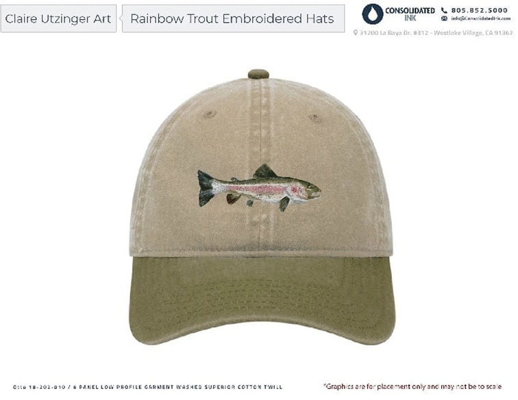 Embroidery mockup overview page showing design placement
