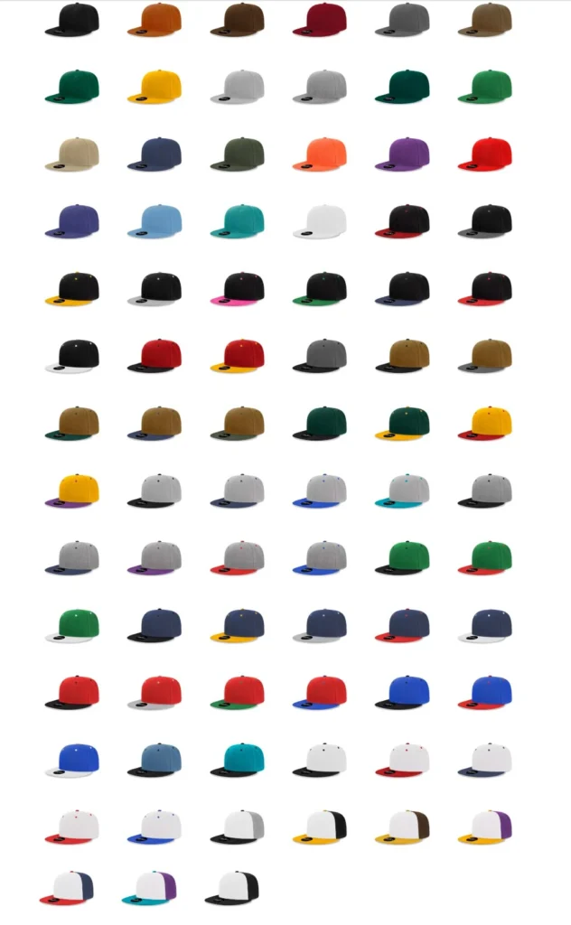 Decky 6020 flat bill snapback color options
