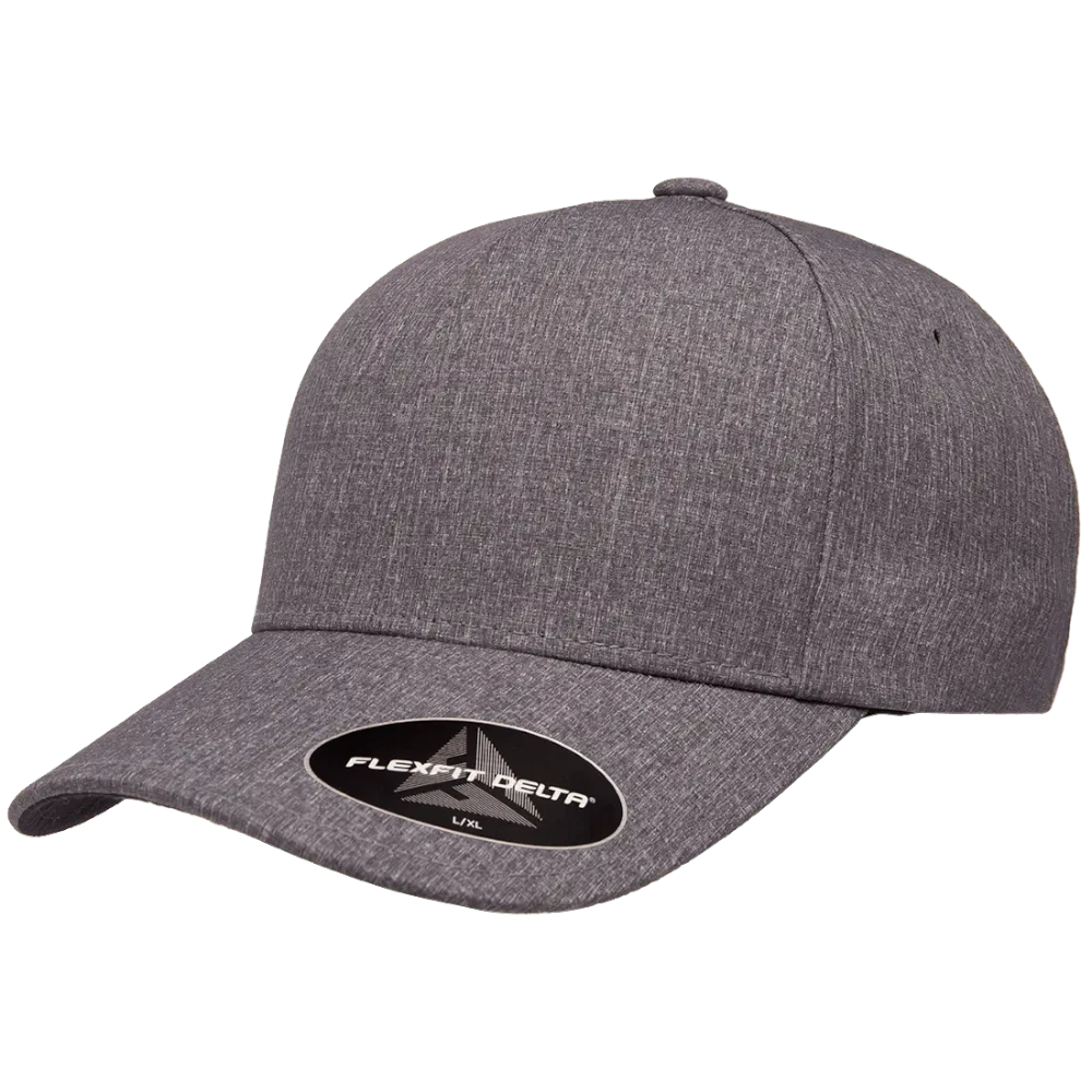 Melange blue Flexfit 180 Delta stretch fit cap with seamless bonded crow
