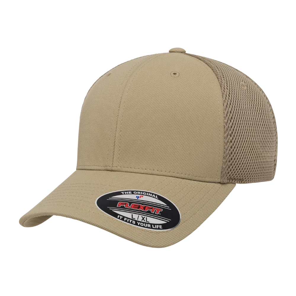 Khaki Flexfit 6533 ultrafibre cap with airmesh side panels