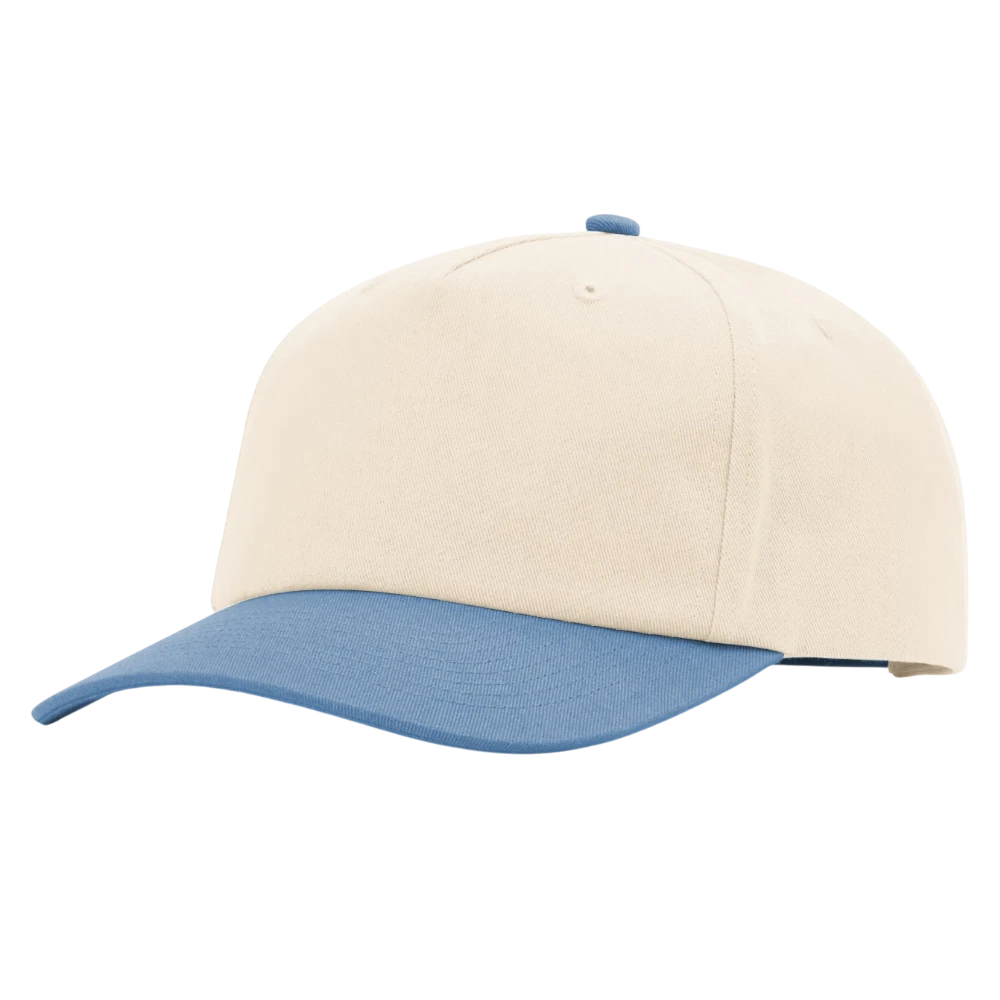 Cream Richardson 356 five panel Gramps cap with light denim bill