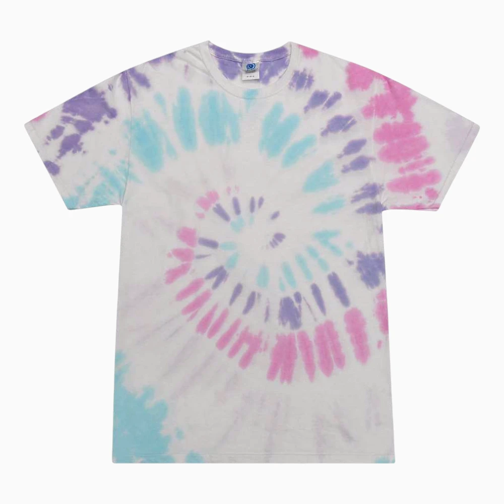 tie dye t-shirt with spiral muted colors
