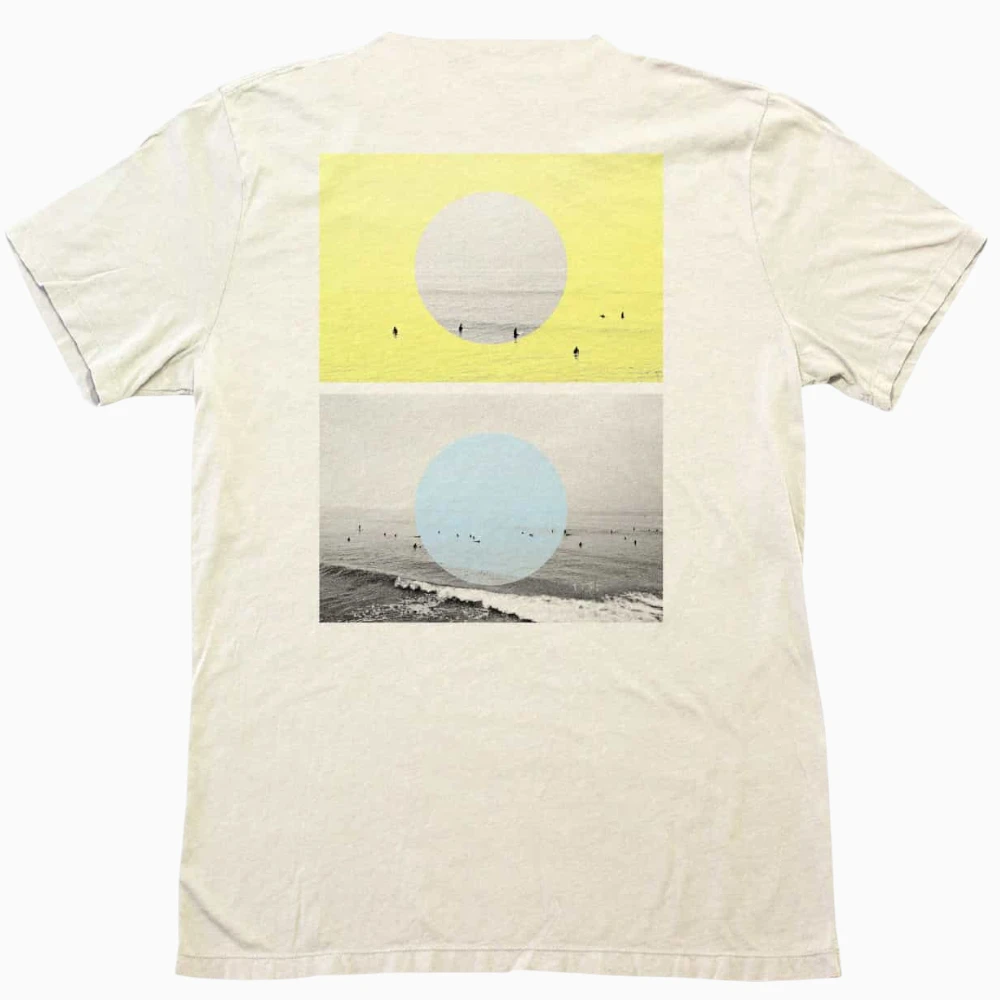 Duotone ocean photo prints on a natural t-shirt