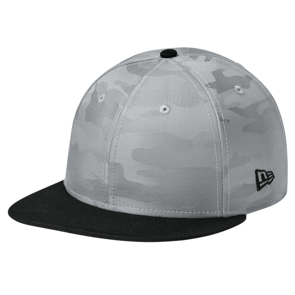 Rain camo and black New Era NE407 snapback cap with flat visor