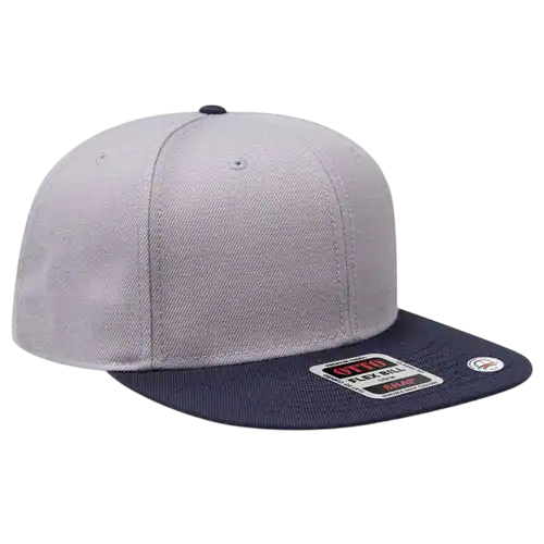 Grey and navy Otto Cap 125-978 Otto Snap snapback hat with flat bill