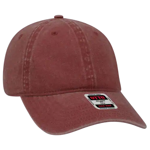 Pigment dyed maroon Otto Cap 18-202 low profile dad hat with curved bill