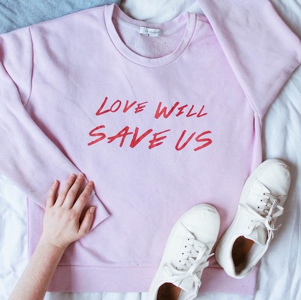 pink sweatshirt with print